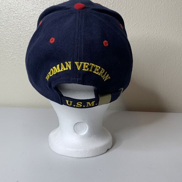 United States Marine Corps USM Baseball Cap 'Woman Veteran' Blue Red Adjustable - Picture 4 of 7